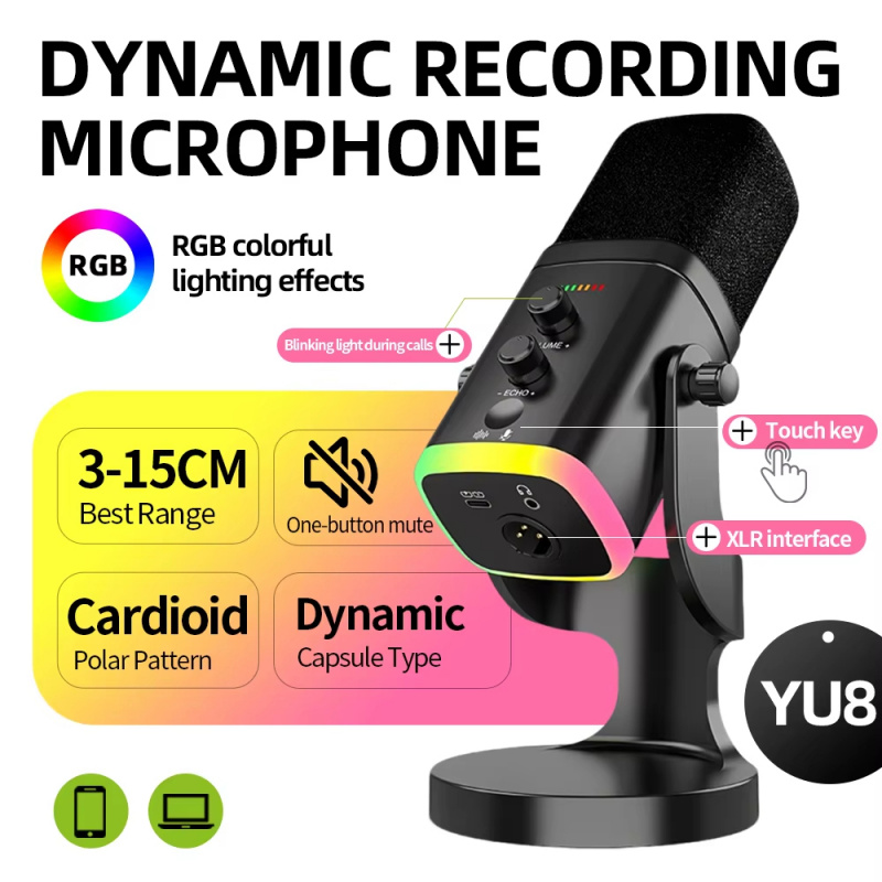 Pc Gaming Youtuber - YU8 USB XLR Dynamic Microphone for