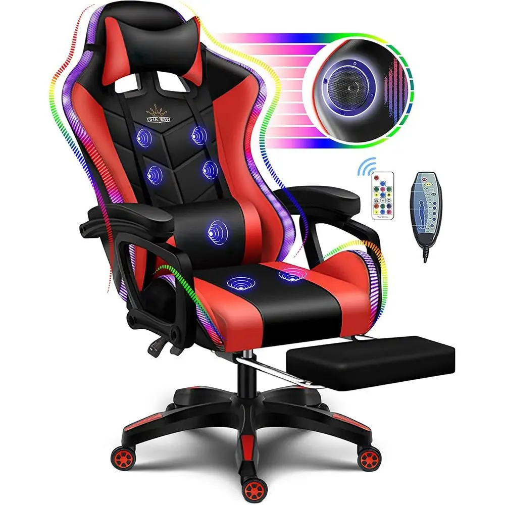 Gaming Speaker - Ergonomic High-Back Gaming Chair with LED
