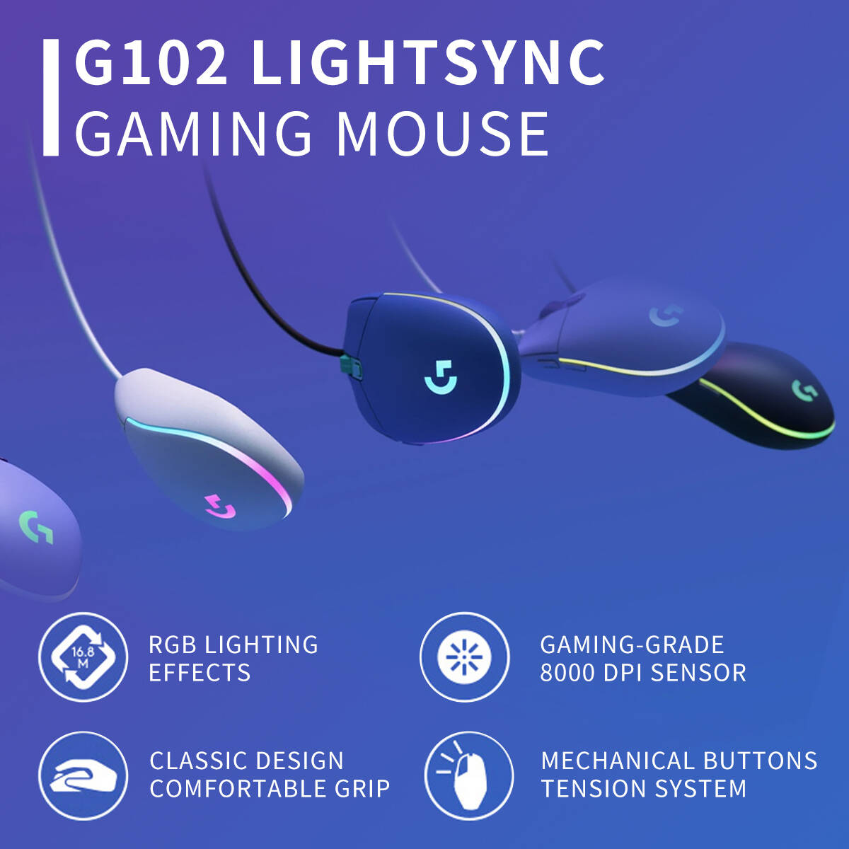 Logitech G203 Wired RGB Gaming - đánh giá và giá Logitech Mouse G203