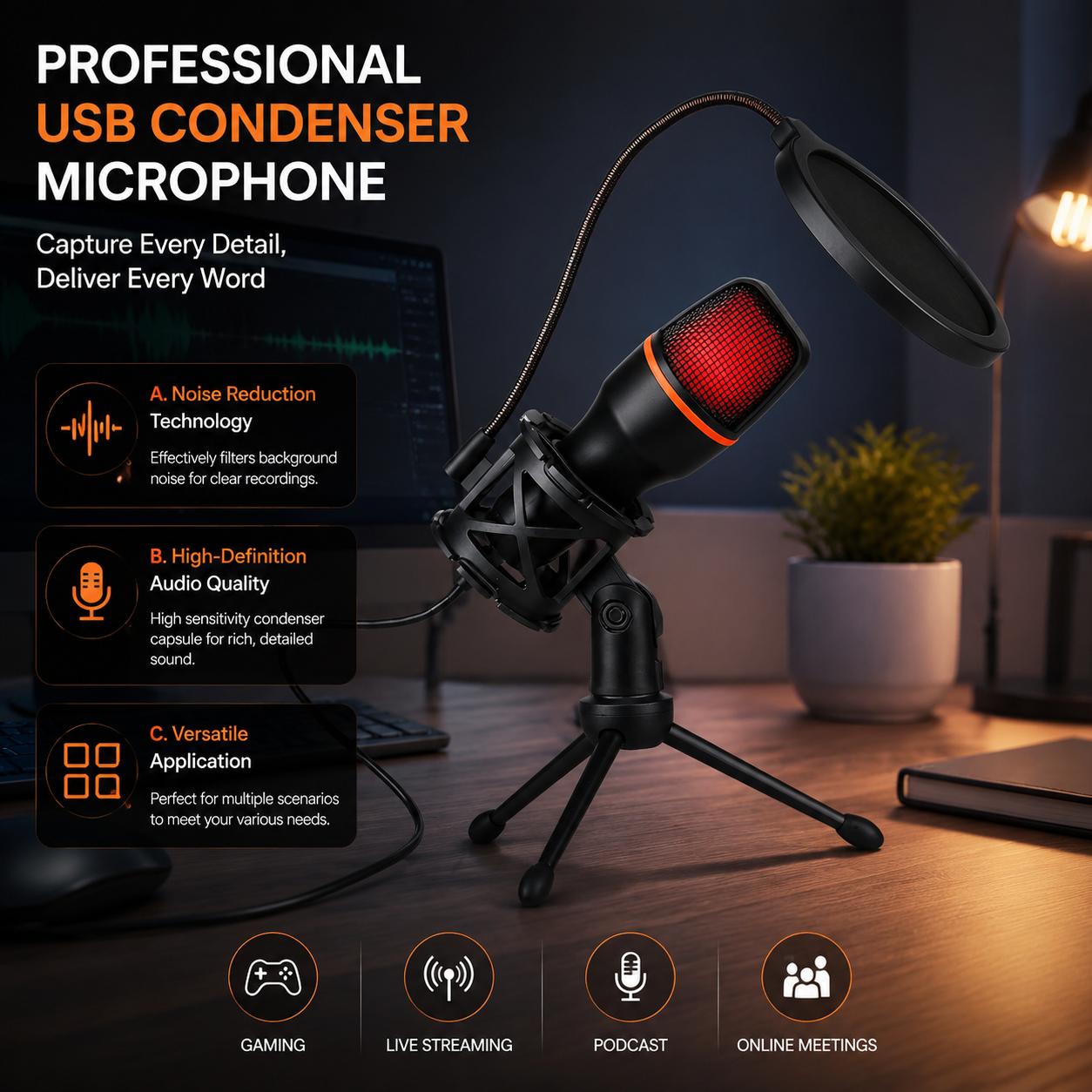 Professional Condenser Microph - đánh giá và giá Pc Gaming Youtuber