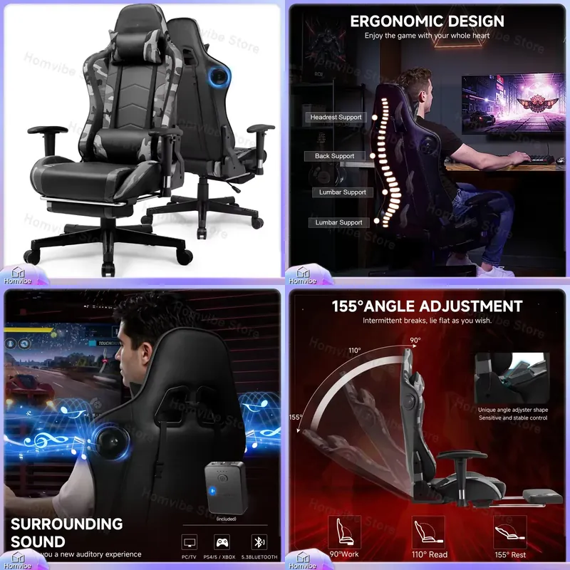 Ergonomic Gaming Chair with Bl - đánh giá và giá Gaming Speaker